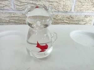  Art Glass Cat swallowed Fish Blown Glass Paperweight/ Figurine 2.5" Tall - Picture 1 of 6