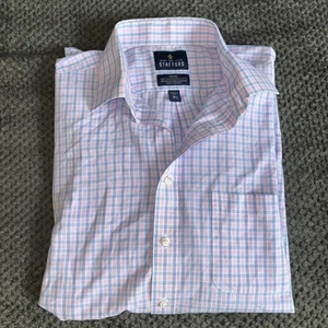 Camisa Stafford Para Hombres 16 1/2-34/35 Rosa Viaje Sin Arrugas Oxford Mezcla de Algodón - Imagen 1 de 8
