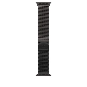 Véritable Apple Watch Ultra Bracelet Noir Boucle Milanaise 49mm Titane Naturel Large - Photo 1 sur 3