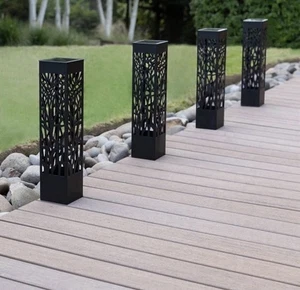 35 LUMEN TOMMY BAHAMA LED SQUARE SOLAR BOLLARD PATHWAY LIGHT 5 PACK - Picture 1 of 6