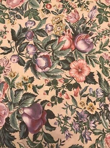 Vintage ~ VIP Cranston Print Works Co. ~ Obst Blumenmuster Stoff ~ vorgegewaschen & gebügelt ~ BTY - Bild 1 von 5
