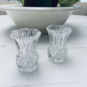 Vintage Princess House Lead Crystal Glass Bud Vase Toothpick Holder Set of 2 - Picture 1 of 7