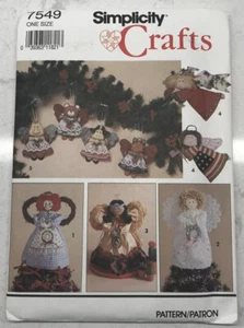 Patrón artesanal de simplicidad de colección #7549 adorno de árbol de ángel/de pie y adornos SIN CORTAR - Imagen 1 de 4