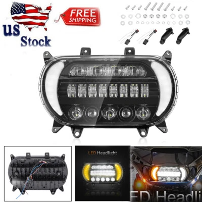 Kit de luces de circulación de faros LED de haz alto/bajo para Harley Road Glide 2015-2024 Foto 1 de 4