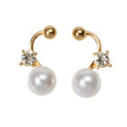 Delicate Bridal Jewellery Rhinestone Pearl Gold Small Stud Earrings Ear Jacket
