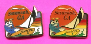 1996 OLYMPIC PIN IZZY LOT OF 2 PINS IZZY SAILING PINS CLOISONNE AND ENAMEL PINS - Picture 1 of 3