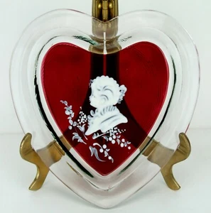 Westmoreland Heart Cameo Silhouette Cranberry klar handbemalt signiert 1978 - Bild 1 von 9