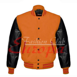 Varsity chaqueta de Letterman Béisbol Con Capucha Escuela College Lana Cuero Real &