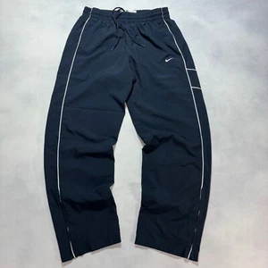 Vintage Nike Track Pants Navy Blue White Stripe L Baggy Wide Leg Sweatpants Y2K - Picture 1 of 10
