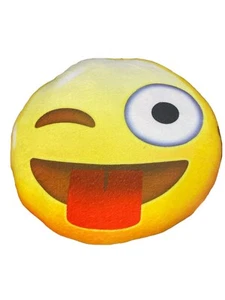 Emoji Pillow Winking Face with Tongue Round Soft Pillow - Picture 1 of 1