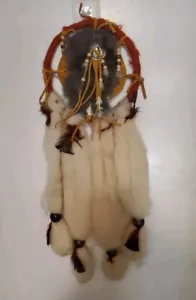 DREAM Catcher Nativo Americano Mandala Piel Lana Plumas Cuentas Grande De Colección - Imagen 1 de 7