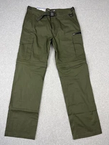 Pantalones convertibles BC Clothing para hombre 34x34 verdes bolsillos de carga cinturón bolsillos con cremallera - Imagen 1 de 12