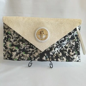 Mimco White Gold Clutch Purse Bag Encrusted Glitter Evening Leather Blend - Picture 1 of 9
