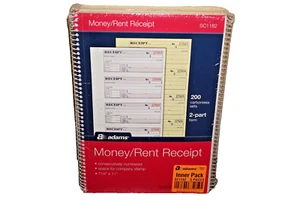 (5-Pack of 200 Sets) Adams SC1182 Money / Rent Receipt 2-Part Form, 7 5/8" x 11" - Picture 1 of 7