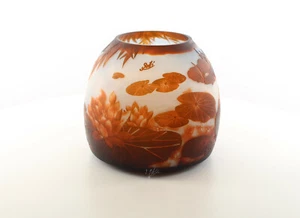 9973544-d Glas Cameo Vase Seerosenteich Lilienteich 29x25cm neu - Bild 1 von 3