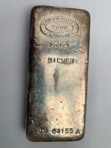 1 kg Johnson Matthey London Silver Bullion Bar 999 fine. - Picture 1 of 2
