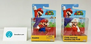 Juego de 2 figuras de World of Nintendo Super Mario de Jakks ~ Mario & Fire Mario - Imagen 1 de 4