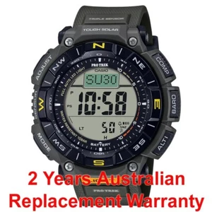 CASIO PROTREK PRG-340 TRIPE SENSOR SOLAR MAN WATCH PRG-340-3 GREEN 2Y WARRANTY - Picture 1 of 16