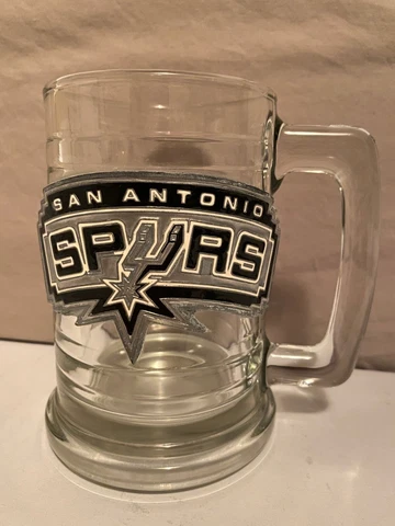 San Antonio Spurs Glass Mug Beer Stein - Pewter Enamel 3-D Logo Heavy 2004 Cover
