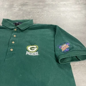 90s Green Bay Packers Polo Shirt Adult S Green Superbowl 1996 Embroidered Logo - Picture 1 of 11