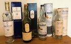 4 Empty Bottles Whisky Bottles And Boxes  /  Lagavulin 16, Macallan 12 Etc