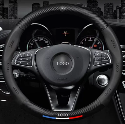 15" Car Steering Wheel Cover For Kia Carbon Fiber Leather Sport Protector - Image 1 of 4