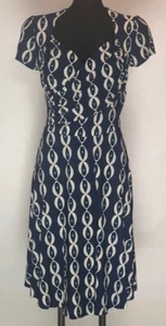 Leota New York Sweetheart Dress Navy Robins Egg Blue USA Small S - Picture 1 of 10