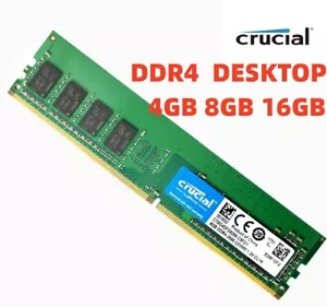 Crucial DDR4 4GB 8GB 16GB 2400Mhz 2666 3200 PC4 288pins Desktop Memory Dimm Ram - Picture 1 of 7