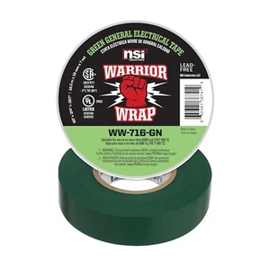 Green Warrior Wrap WW-716-GN Vinyl Electrical Tape, 7 Mil 3/4" Width 60' Length - Picture 1 of 11