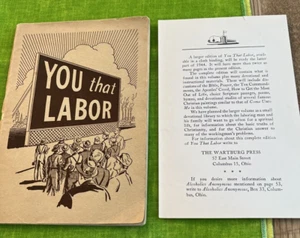 Antique "You That Labor" 1944 Paperback Wartburg Press Ohio Religion - Imagen 1 de 7