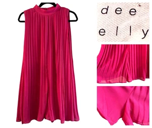 dee elly Pleated High Neck Romper Womens Sz S Small Fuchsia Pink Sleeveless NEW - Picture 1 of 11