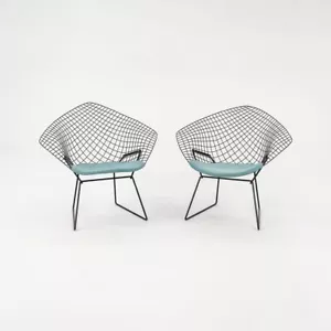 2005 Harry Bertoia for Knoll Diamond Lounge Chairs in Black & Blue 1x Available - Picture 1 of 12