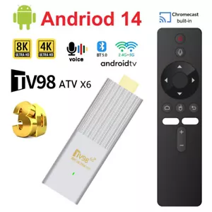 TV98 ATV Android 14 Smart TV Stick 2.4G 5G WiFi TV Box 8K Ultra HD Media Player - Picture 1 of 24
