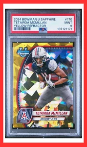TETAIROA MCMILLAN 2024 Bowman Sapphire #170 Yellow Refractor /75 PSA 9 - Picture 1 of 6
