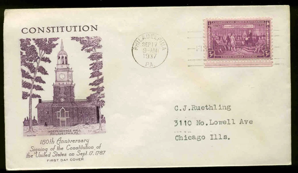 798 CONSTITUTION FDC PHILADELPHIA, PA PLANTY P31 GRIMSLAND CACHET - Image 1 of 1