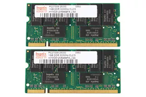 2X Hynix 1GB 2RX8 DDR 333MHz PC2700S 200PIN SO-DIMM Intel Laptop CPU Memory RAM - Picture 1 of 11
