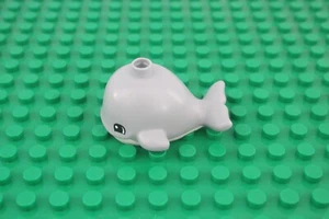 Duplo Zoo Animal Pequeña Ballena Gris Blanca Marina Vida Marina Figura Submarino - Imagen 1 de 2