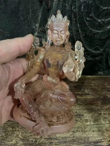 Eccellente statua tibetana in cristallo antico intagliato a mano *Buddha* - Foto 1 di 9