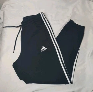 Adidas Essentials Size M Men Striped Track Joggers - Black - Picture 1 of 10