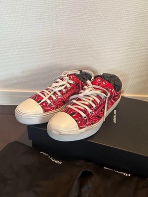Saint Laurent Sneakers Shoes Red Paisley pattern Low cut Women's US7 / JP24 NEW - Image 1 of 4