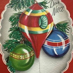 Tarjeta de Navidad de Colección Mcm Adornos Brillante Brite Brillo Árbol Troquelado Sobrina Brillante - Imagen 1 de 10