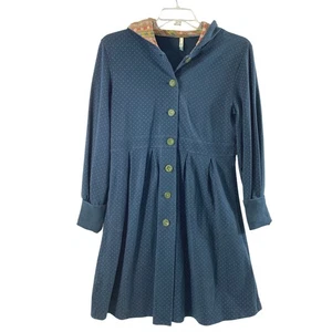 Matilda Jane Beatrice Willow Jacke Damen Large dunkelblau gepunktet Kapuze Mantel - Bild 1 von 13
