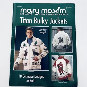 Vtg Mary Maxim Titan Bulky Jackets Knitting Pattern Booklet 10 Knit Designs - Picture 1 of 6