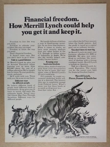 1974 Merrill Lynch 'Libertà finanziaria.' pubblicità stampa vintage - Foto 1 di 1