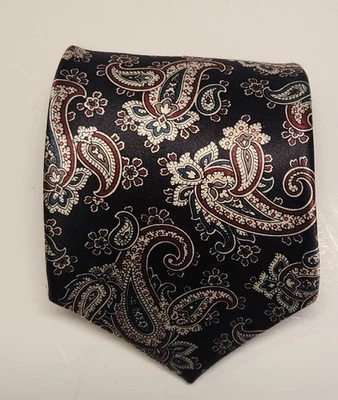 Oscar de la Renta Couture Black Paisley  Hand Sewn Hand Bar-Tacked Necktie 57" L - Изображение 1 из 4