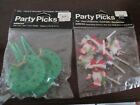 2 PACKAGES AMSCAN PARTY PICKS * CHRISTMAS * HOLIDAYS * SANTA CLAUS * WREATH 