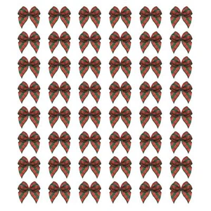 80Pcs Mini Gingham Ribbon Bow 1" Checkered Fabric Satin Ribbon Bows for Craft... - Picture 1 of 6