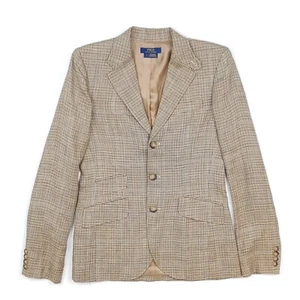 Chaqueta Blazer Polo Ralph Lauren Tweed 4 UK 8 Ajustada Lino Seda Pata de Gallo - Imagen 1 de 20