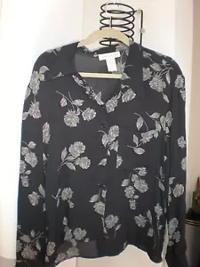 DAMEN Größe 10 Jones New York Knopfleiste Viskose Bluse Blumenmuster Oberteil Hemd Vintage - Bild 1 von 5