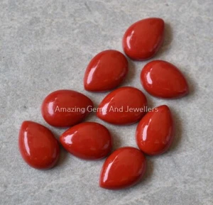 Top Quality Red Coral 10x14mm To 20x25mm Pear Cabochon Wholesale Loose Gemstone - Picture 1 of 7